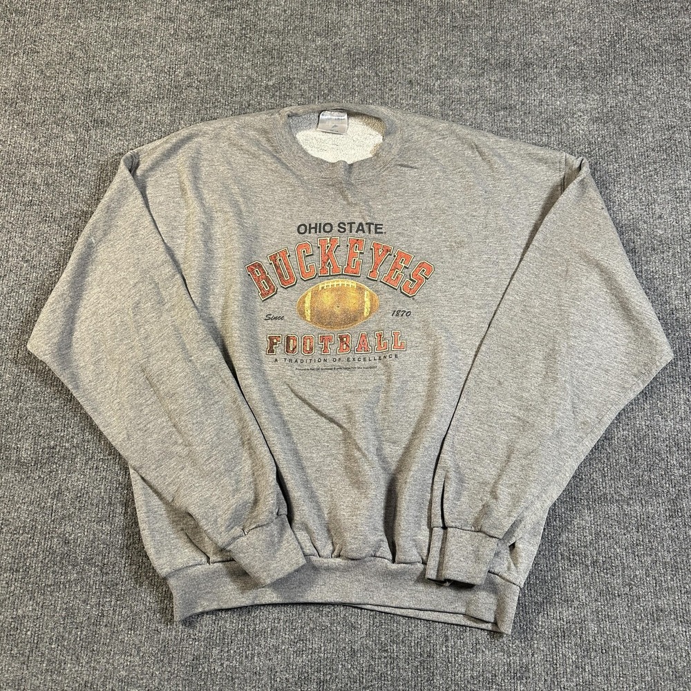 Ohio State Buckeyes Sweatshirt Mens XL Gray NCAA Football Russell Athletic OSU‎